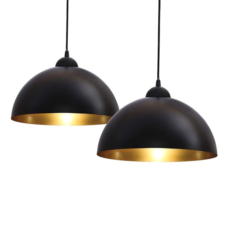 Metal Dome-Shaped Pendant Light Fixture Vintage Style Dinning Room Hanging Pendant Light in Black