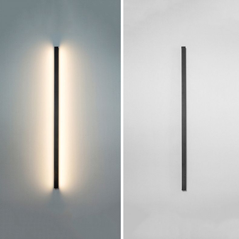Metal Linear Shape Wall Light Modern 1 Light Wall Mount Fixtures in Black