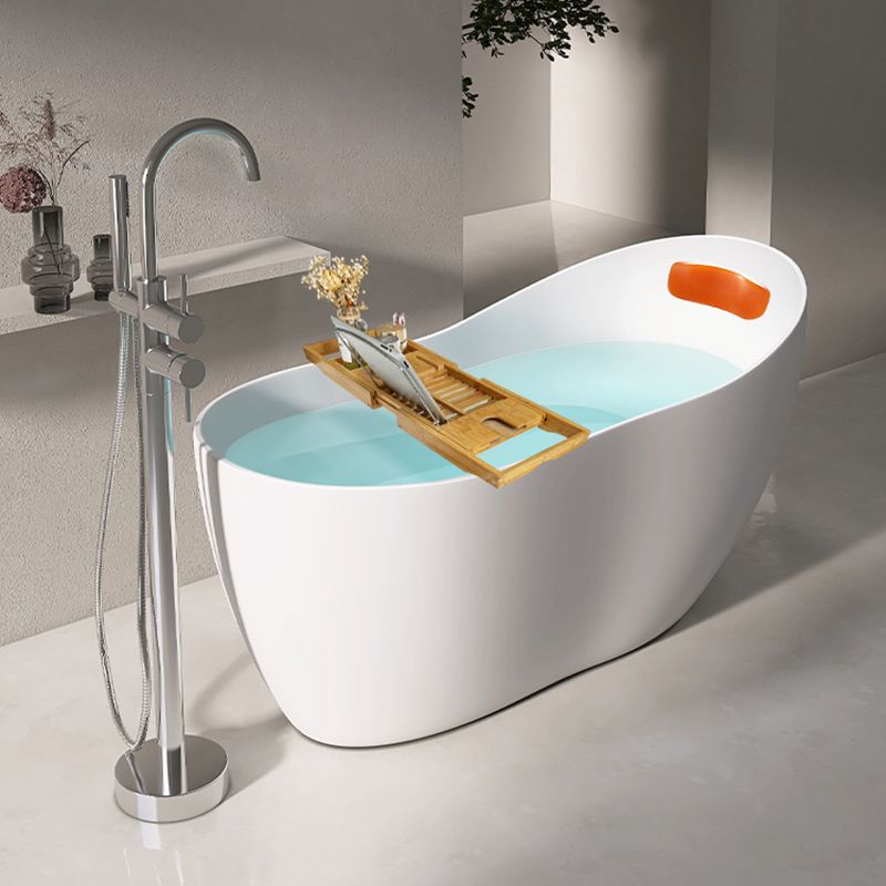 Modern Acrylic White Bathtub Freestanding Soaking Bathtub with Drain