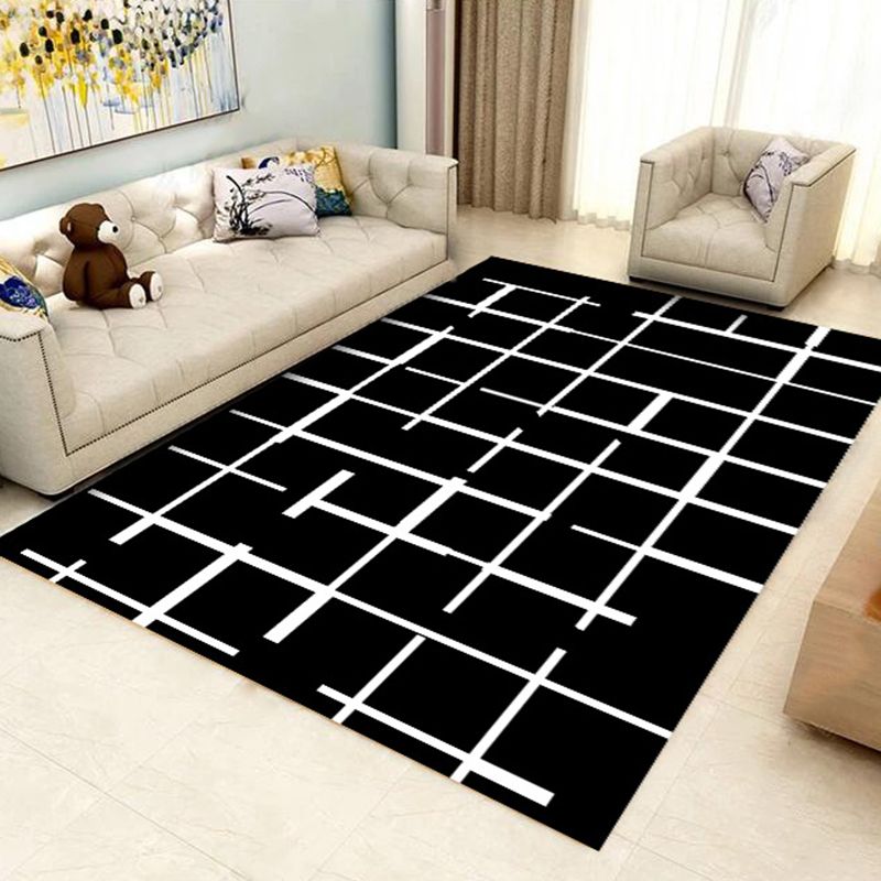 Modern Geometric Lattice Pattern Rug Polyester Rug Washable Rug for Home Decor