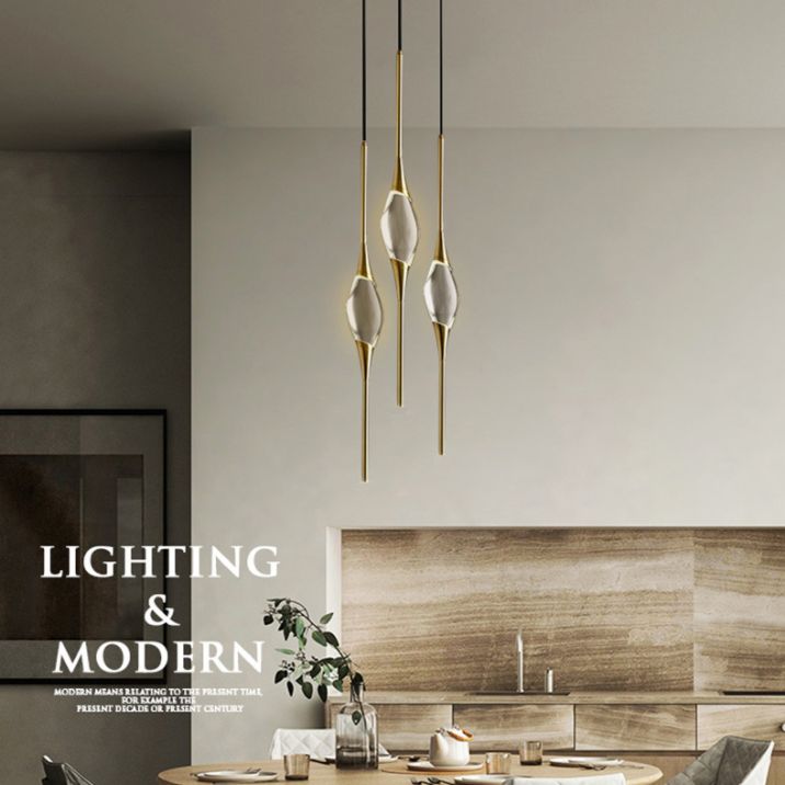 Copper Gold LED Hanging Lamp in Modern Luxury Style Crystal Geometric Pendant Light for Bedroom