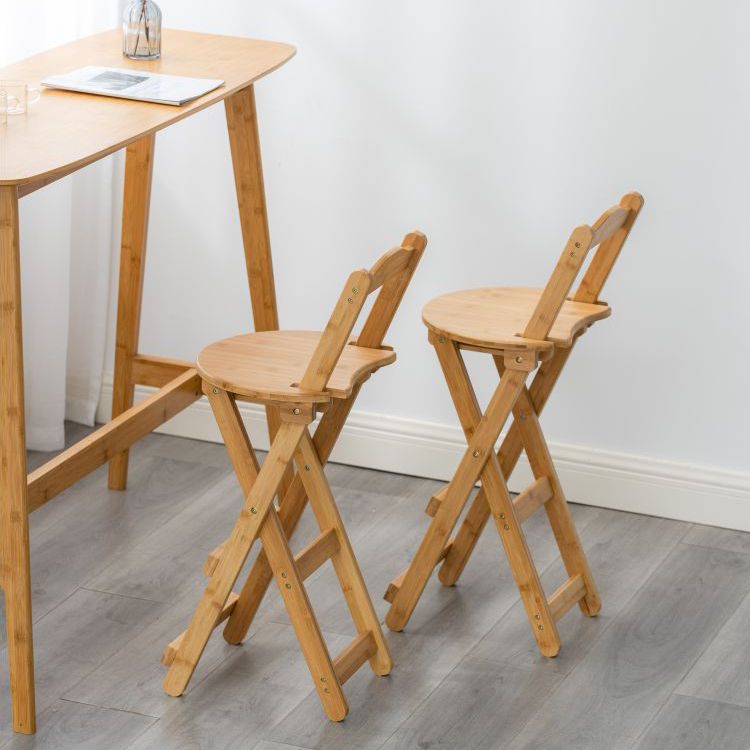 Modern Armless Foldable Counter Stool Wood Household Bar Stool with Pedal