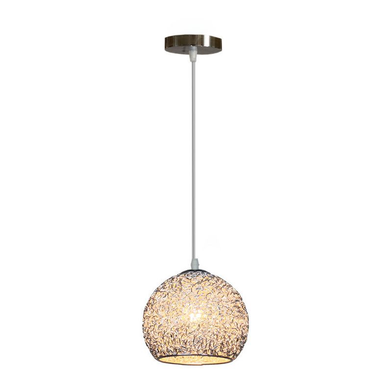 Aluminum Wire Spherical Pendant Macaron Style 1-Light Suspended Lighting Fixture