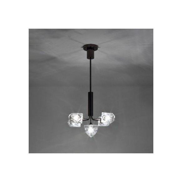 Eigentijdse vertakking kroonluchter lamp glas 5/7 lichten woonkamer hangend hanglamp in zwart/nikkel