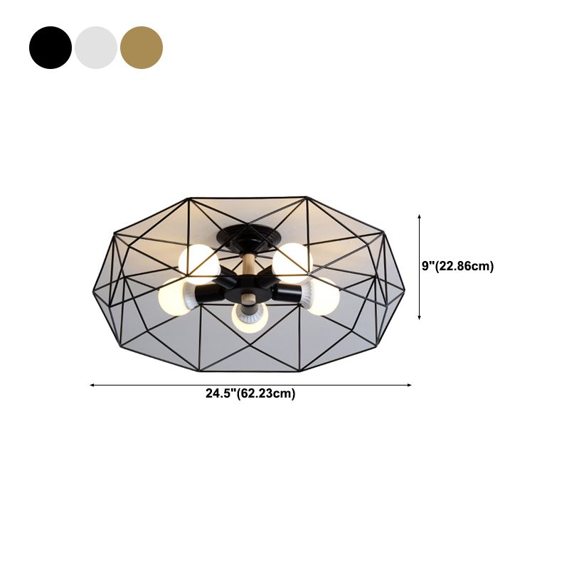 Simple Ceiling Lamp Metal Ceiling Mount Light with Metal Shade for Living Room