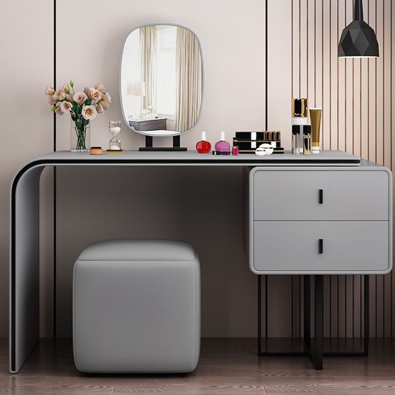 Glam Wooden Vanity Dressing Table Set 2-Drawer Makeup Vanity Desk Table