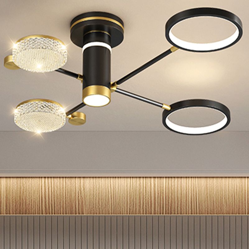 Lampadario da soffitto a semi-incasso Sputnik in stile moderno, lampadario a semi-incasso in metallo a più luci