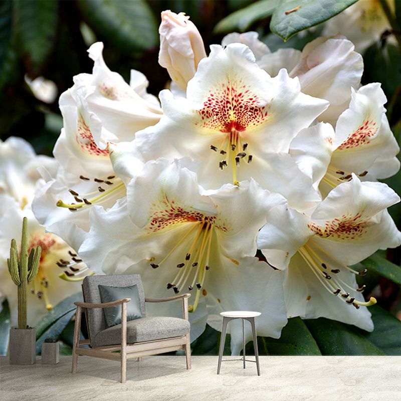 Bright Rhododendron Mural Stain Resistant Wall Art for Living Room Sitting Room