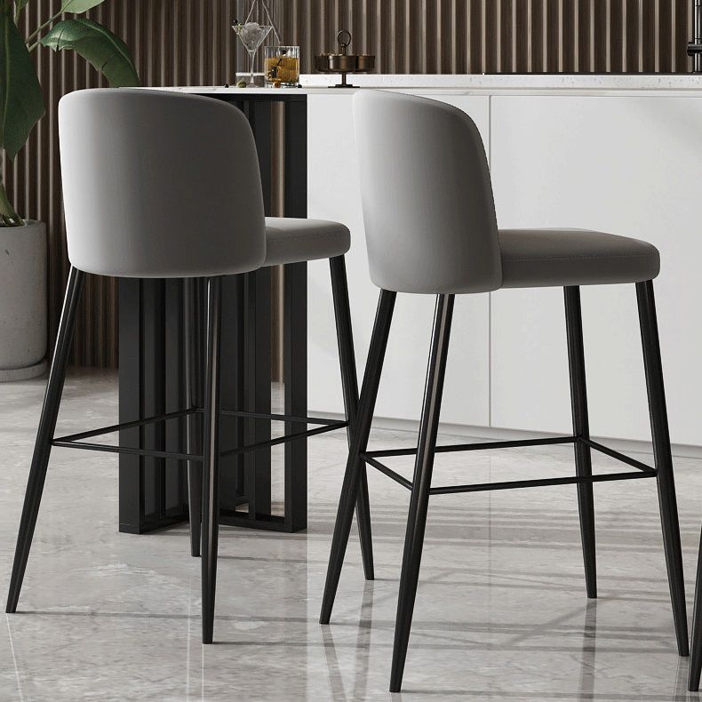 Industrial Style Counter Stool Upholstered Living Room Bar Stool with Metal Legs