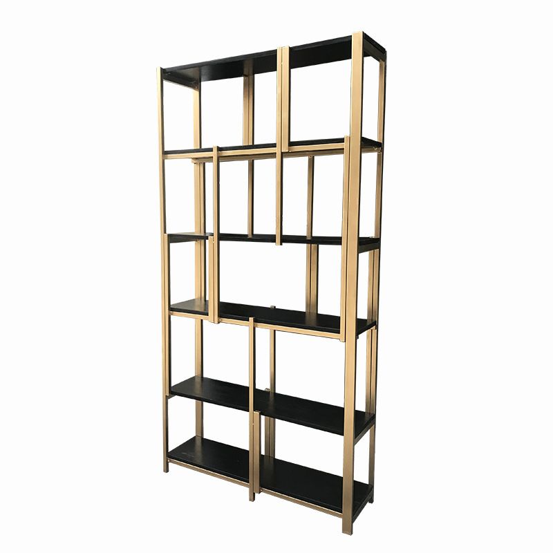 Urban Bookshelf Gold Metal Open Back Shelf Bookcase with Shelves for Living Room