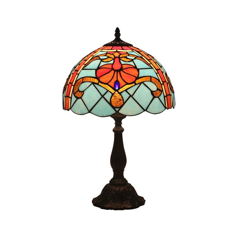 Mediterranean Dragonfly/Star/Tulip Nightstand Lamp Single Head Stained Glass Table Light in Bronze for Bedside