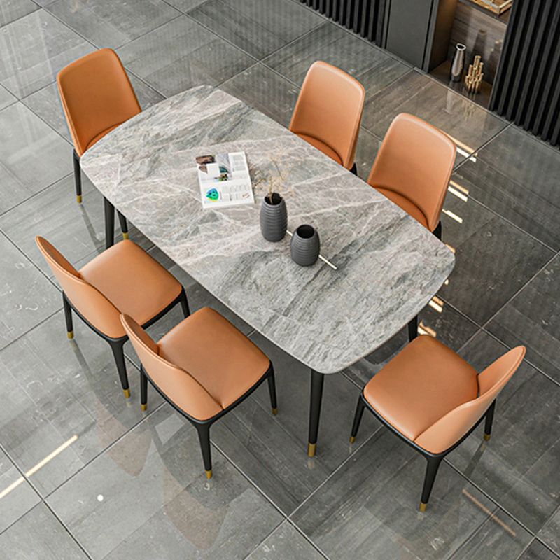 Industrial Dining Rectangle Table Sintered Stone Table with Metal Legs for Home