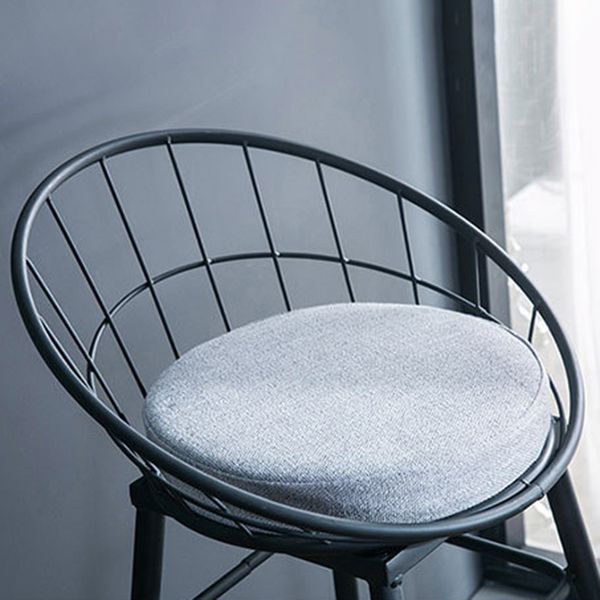 Glam Metal Bar and Counter Stool Round Low Back Stool with 4 Legs