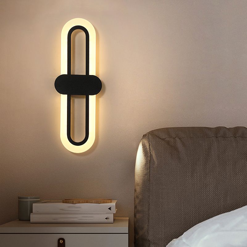 Minimalist LED Wall Lamp Ellipse Metal Sconce Lighting for Bedroom