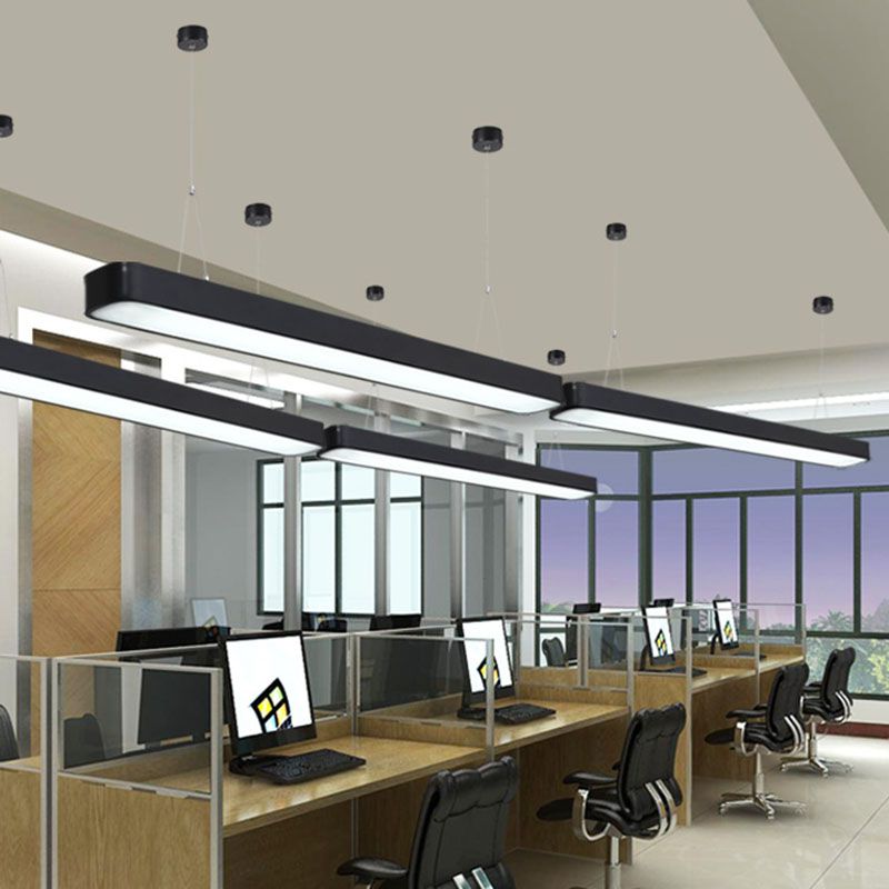 Aluminum Elliptical Suspension Pendant Modern Integrated LED Ceiling Light for Office
