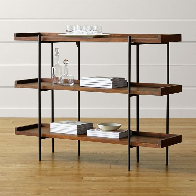Modern Solid Wood Bookshelf Brown Etagere Open Shelf Vertical Bookcase