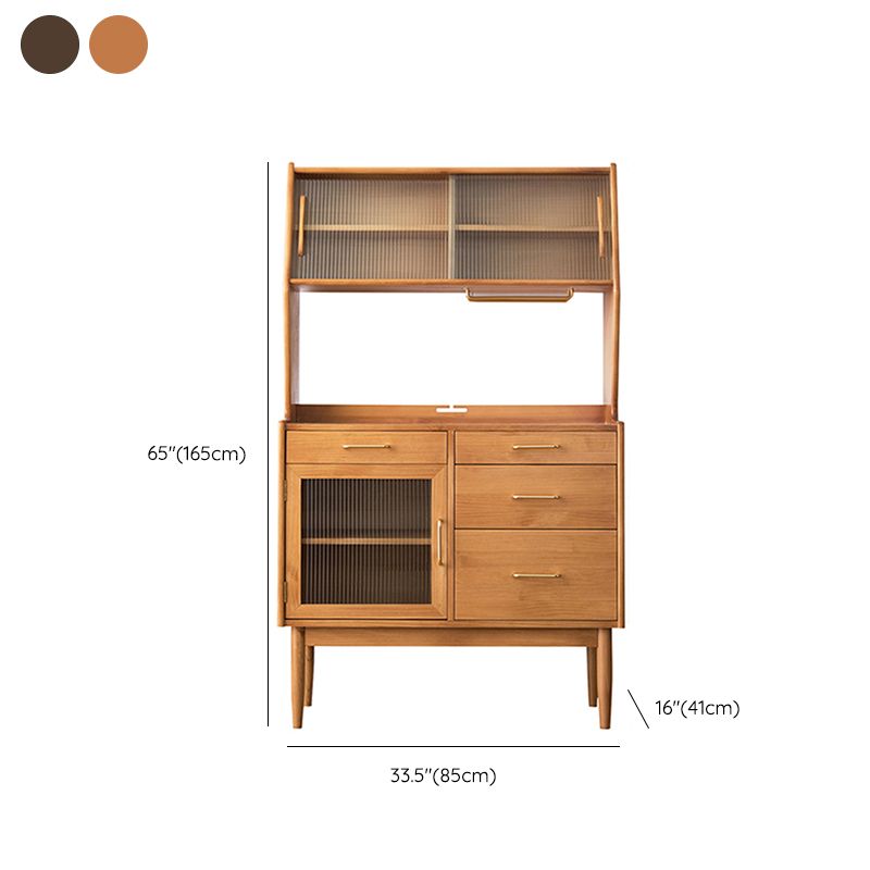 Contemporary China Cabinet Wooden Glass Doors Dining Hutch with Drawers