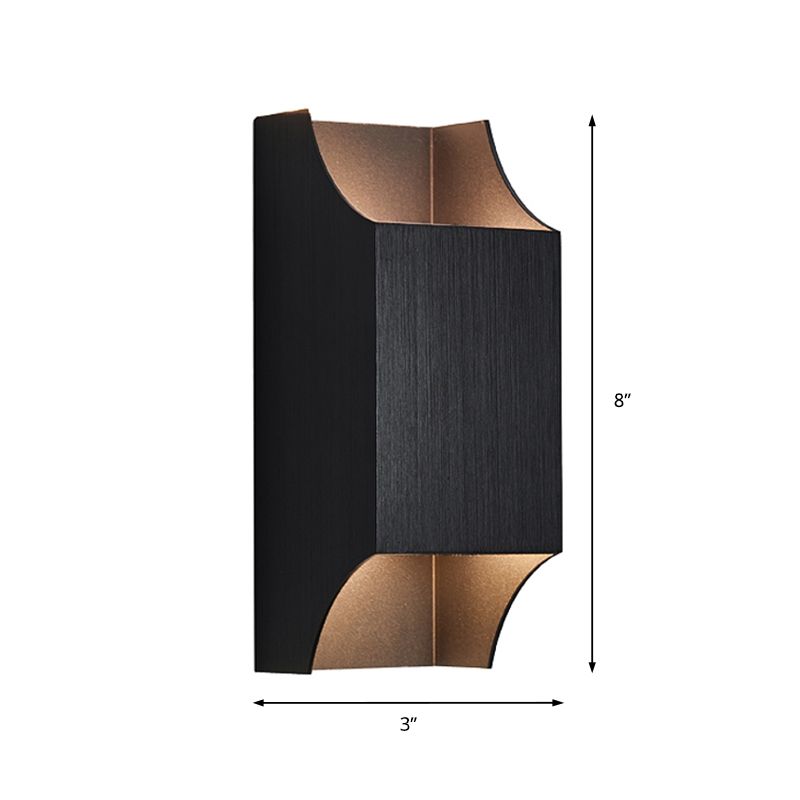 1 Light Bedroom Up and Down LED Wall Sconce with Geometric Metal Shade Black/Grey/White Wall Mount Light