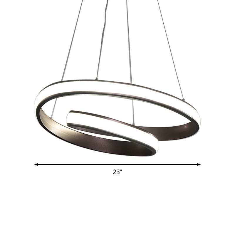23"/31.5" Wide Loop Ceiling Light Fixture Modern Acrylic LED Brown Chandelier Lamp in Warm/White Light