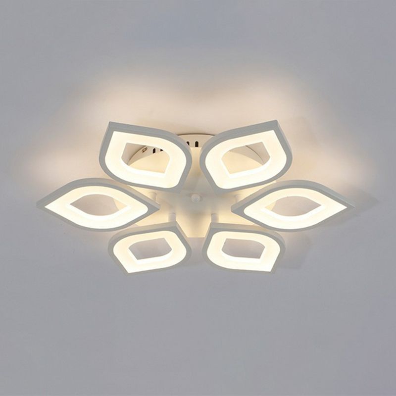 Petal Living Room LED Semi Vaciado Ligero de Acrílico Simplicidad de techo de techo en blanco