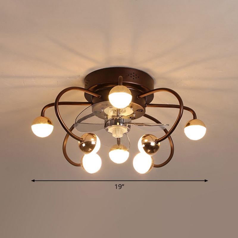 Acrylkugel und Käfiglüfter leuchten moderne LED -abgelegene Halbblöcke mit 3 Klingen, 19 "breit