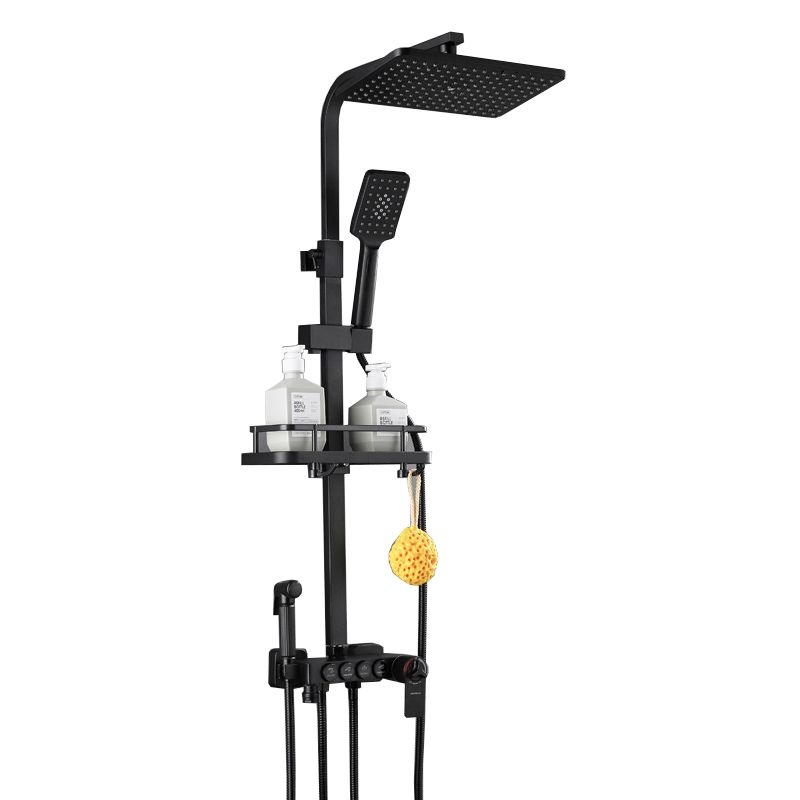 Modern Volume Control Shower Dual Shower Head Square Shower Faucet with Massage Jets