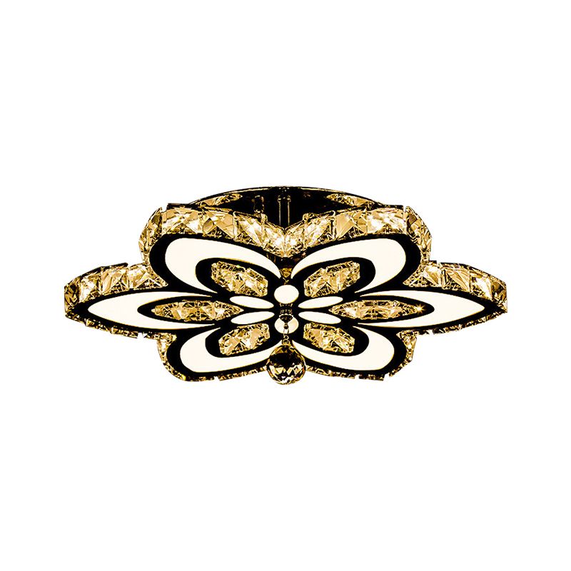 Bloque de cristal Blossom Semi Flush Simplicity Simplicidad LED Carrido cromado Montado de techo, grande/pequeño