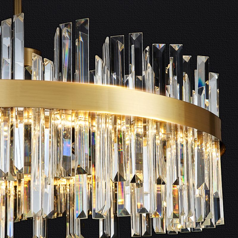 Round Shape Hanging Lights Crystal LED Chandelier in Gold for Living Room