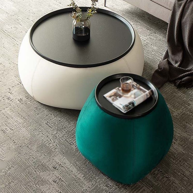 Round Modern Coffee Table White/Orange/Green Cocktail Table for Living Room