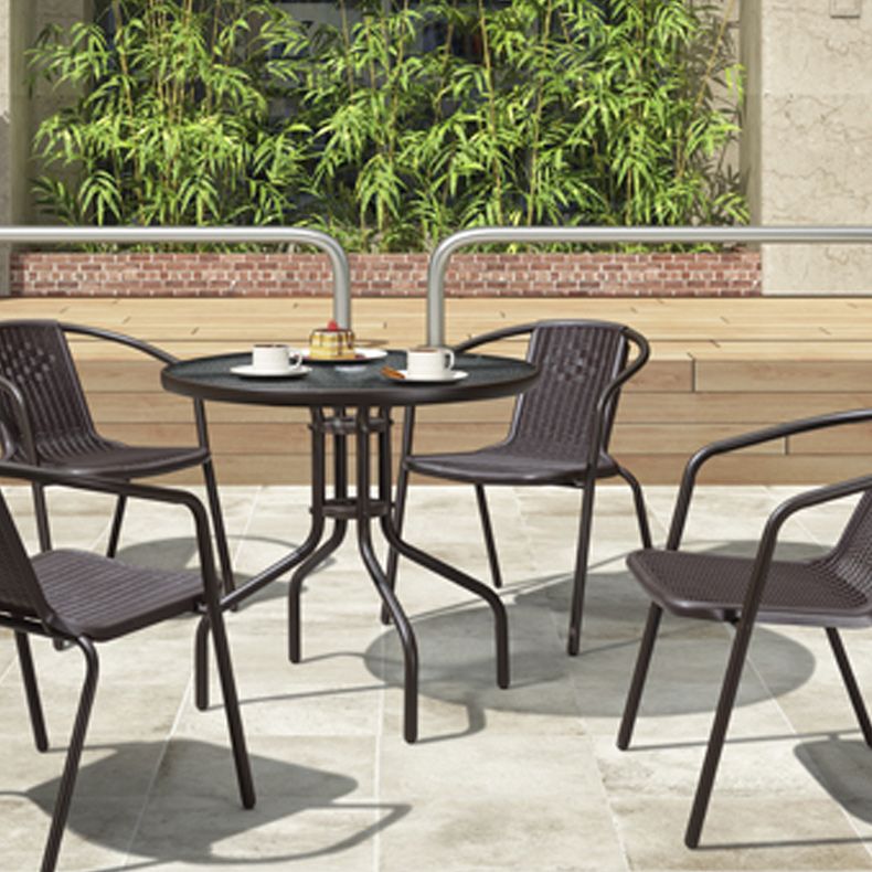 Industrial Bistro Table Water Resistant Glass/Plastic Top Table