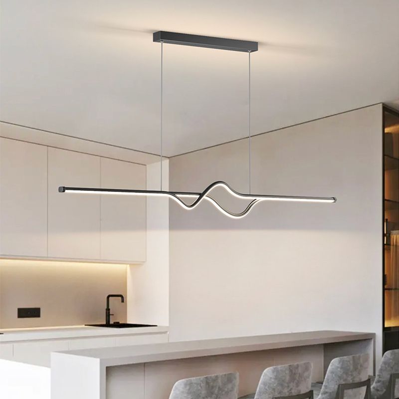 Linear Ceiling Pendant Minimalist Mental 1 Light Hanging Lamp