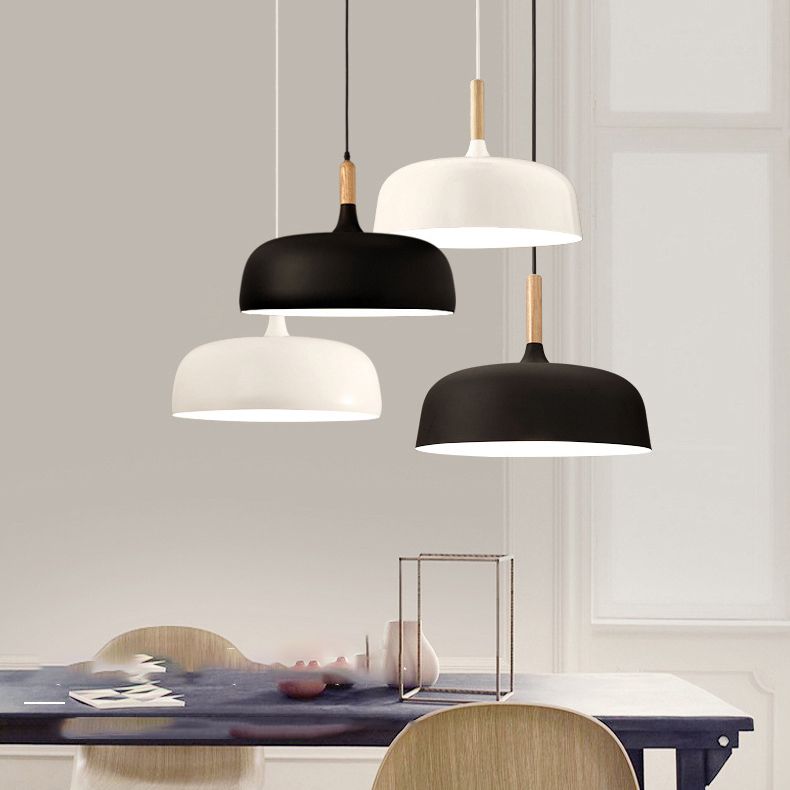 Modern Nordic Single Pendant Light Aluminium Dome Macaron Hanging Lamp for Dining Room