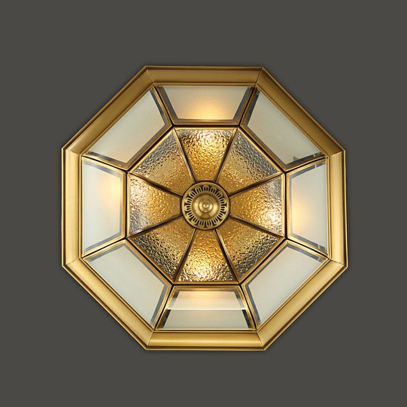 Minimalist Bowl Shaped Flushmount Light Frosted Glass Pane Ceiling Flush Light in Brass