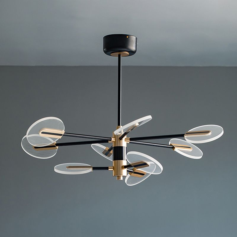 Black and Gold Sputnik Chandelier Postmodern LED Acrylic Suspension Light for Living Room