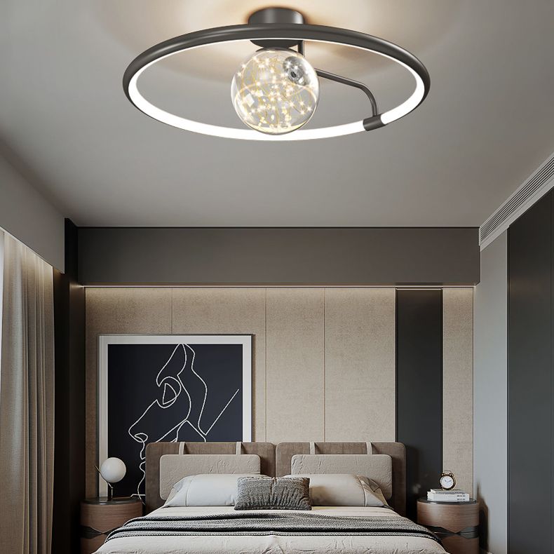 Hedendaags aluminium 1-licht LED-spoelmontagecirkel plafond gemonteerd licht voor slaapkamer