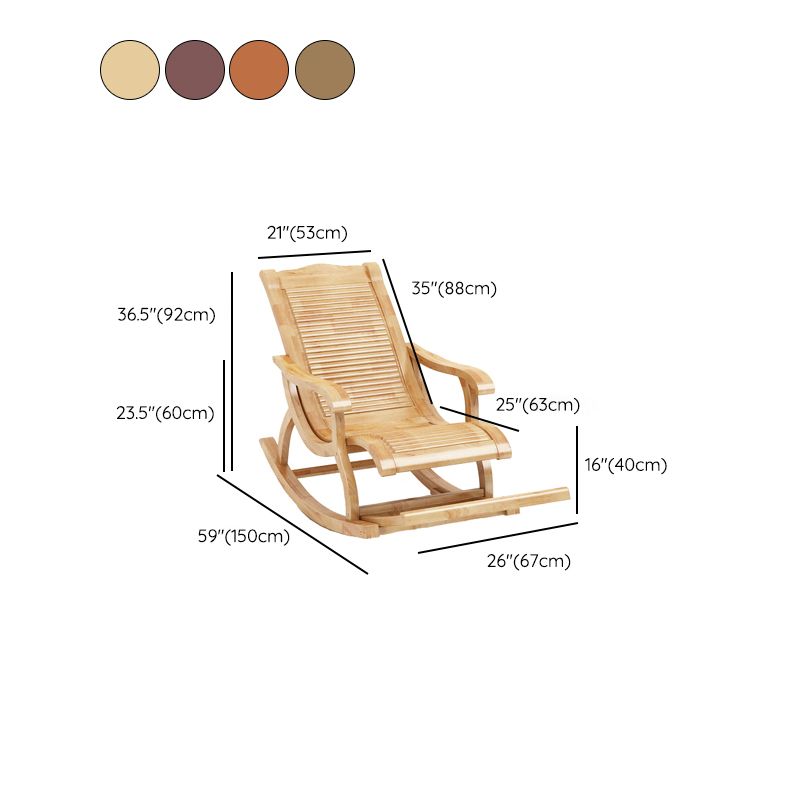 Traditional Rocking Chair Rubber Wood Solid Color Trapezoidal Back Indoor Rocking Chair