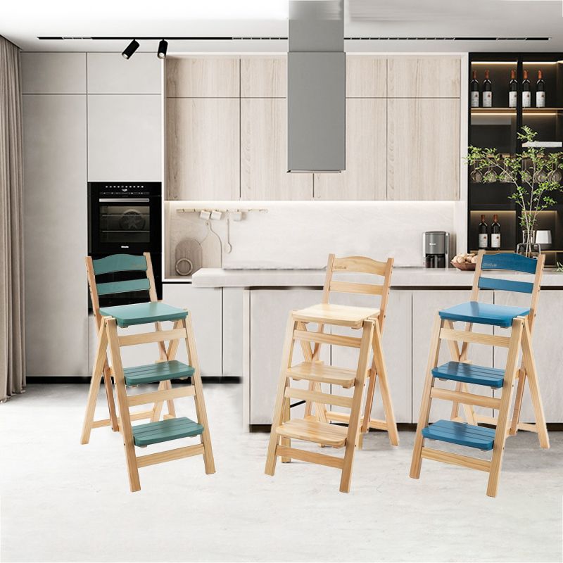 Nordic Style Armless Wood Barstool Folding 27-inch Single Counter Stool for Kitchen