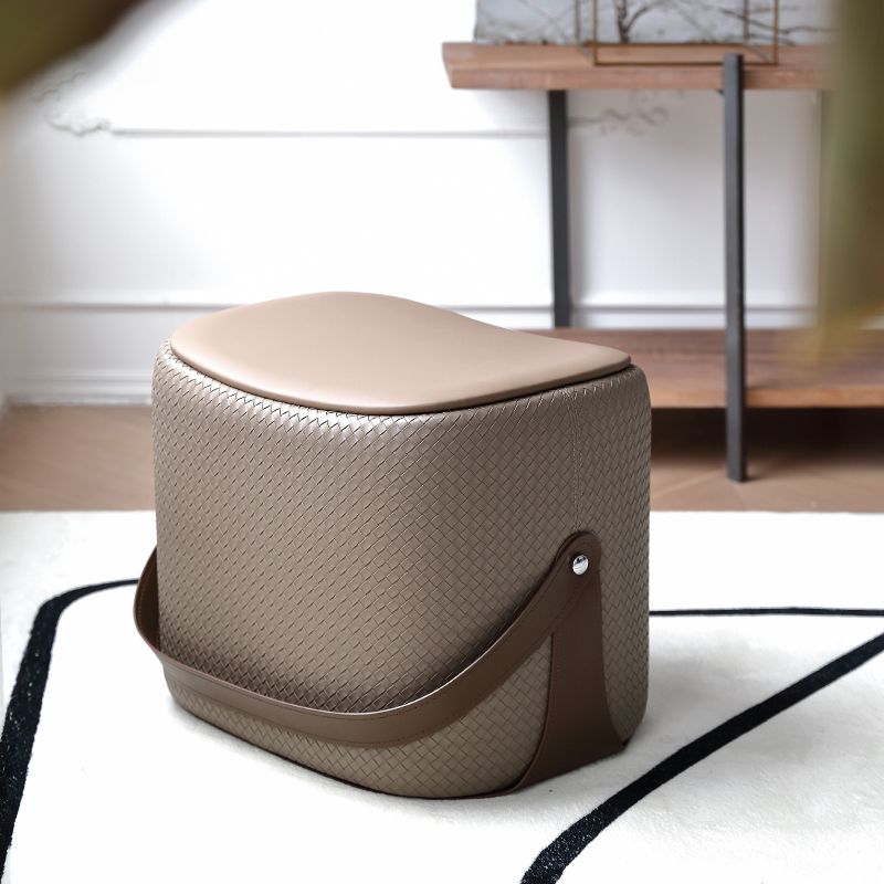 Contemporary Faux Leather Upholstered Ottoman Rectangle Standard