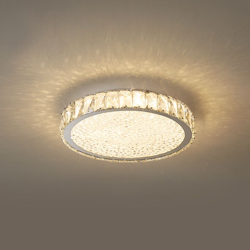 LED Flush Light Contemporary Transparent Crystal Bedroom Flush Ceiling Lamp