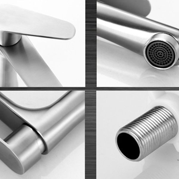 Contemporary Single Handle Kitchen Faucet Low Profile Faucet in Chrome