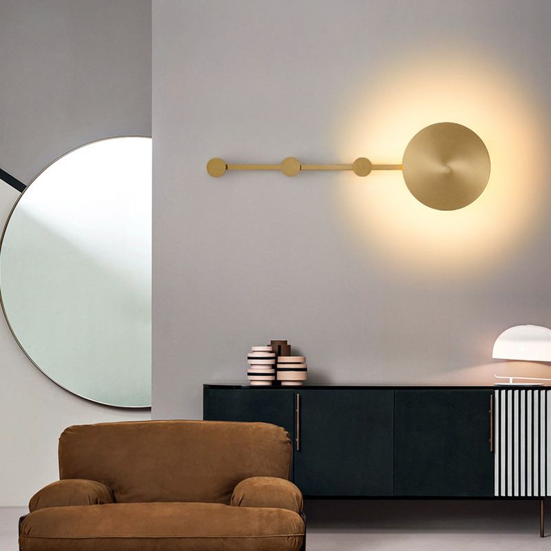 1-Light Round Sconce Light Fixture Modern Metal Wall Light for Hallway