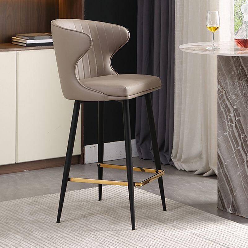 Modern Style Faux Leather Barstool Low Back Counter Bar Stool for Kitchen