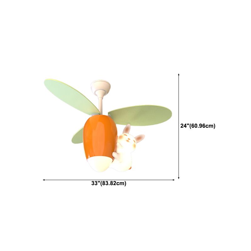 Children Ceiling Fan Light LED Ceiling Mount Lamp with Wood for Living Room