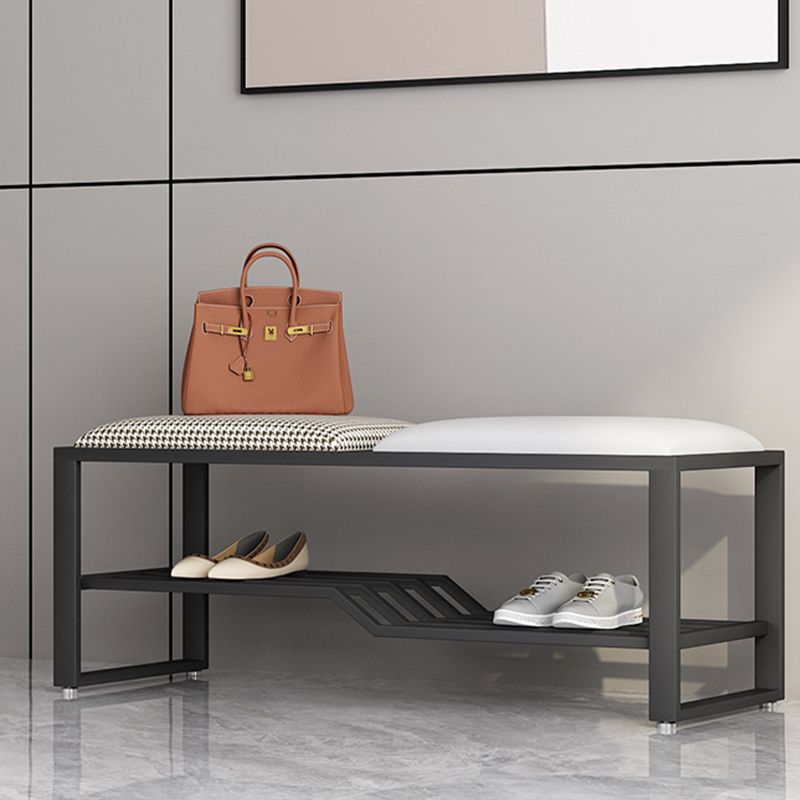 Rectangle Shoe Storage Entryway Bench Cushioned Metal Seating Bench