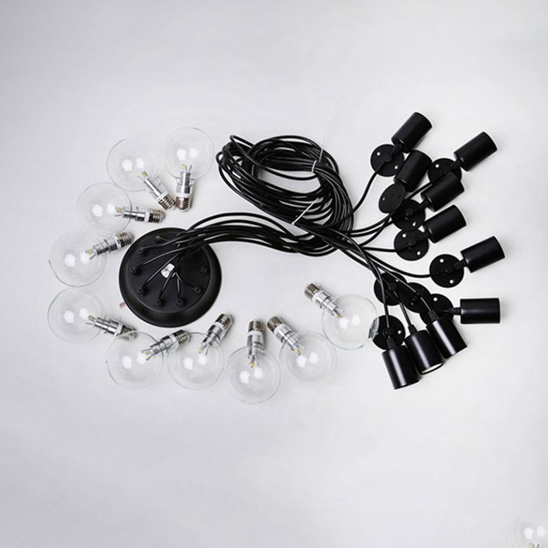 Black Down Lighting Pendant Loft Style Metal Swag Hanging Pendant Light for Living Room