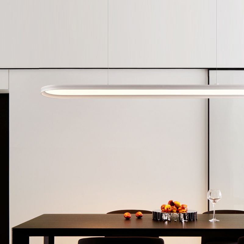 Minimalism Oval LED Hanging Pendant Lights in White for Dining Room