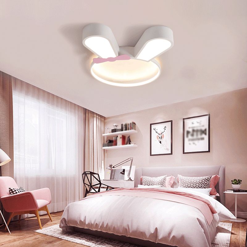 Metal Rabbit Ceiling Light Fixture Kids Style LED Flush Mount Ceiling Light