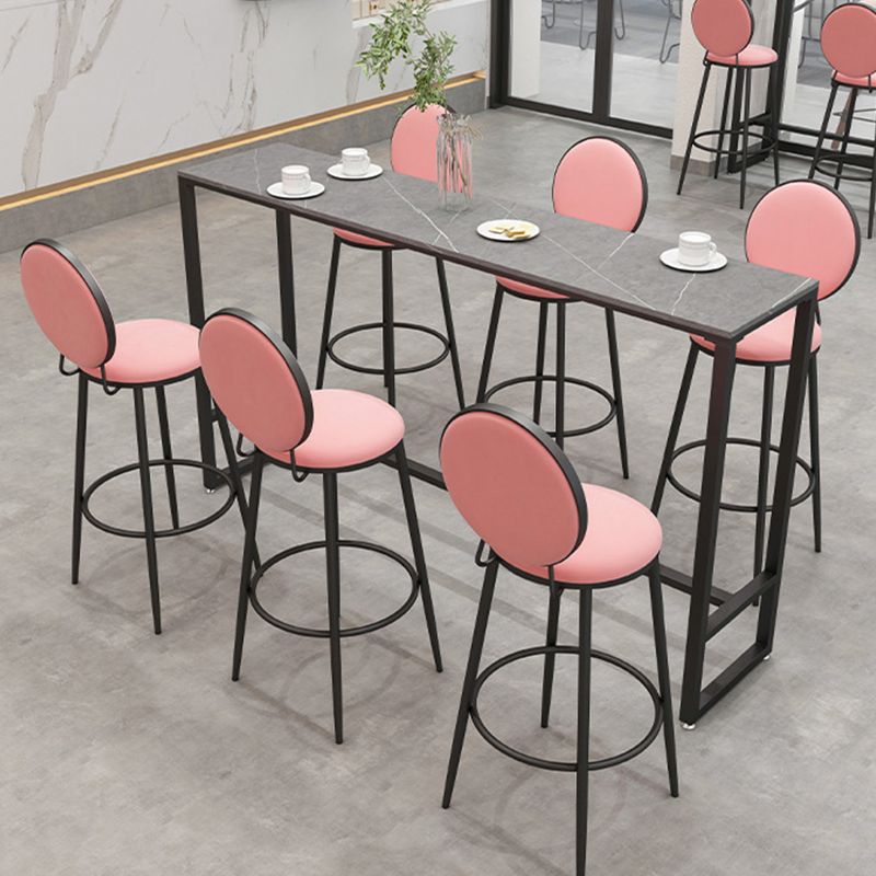 Black and Metal Base Table Industrial Rectangle Sintered Stone Bar Table