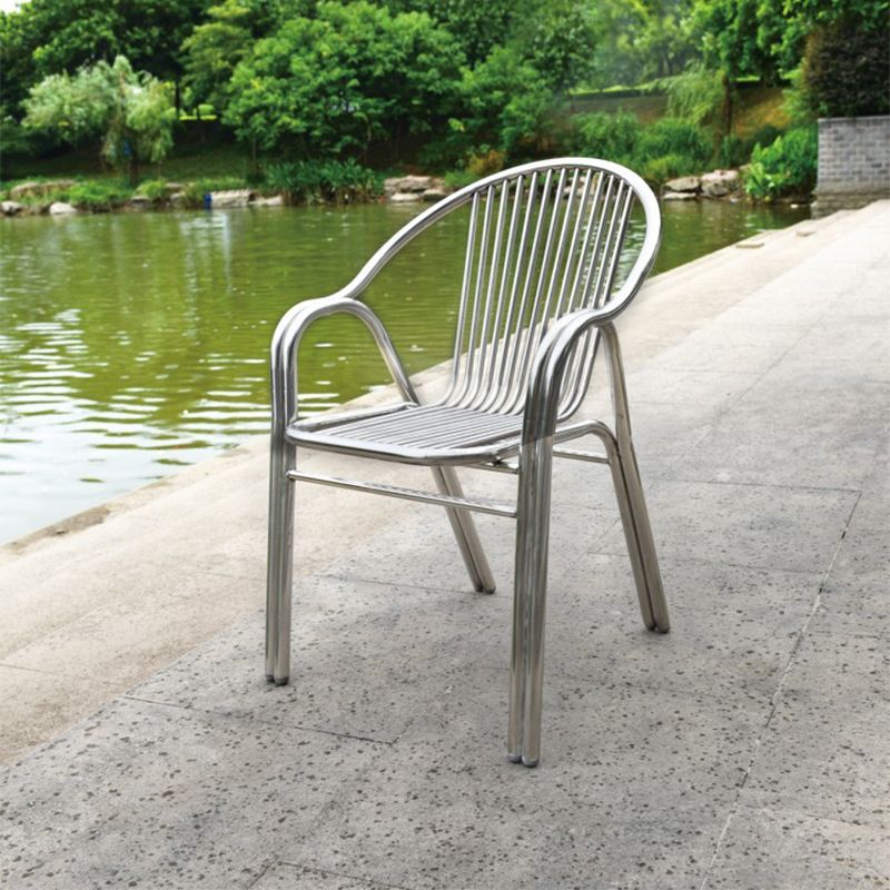 Silver Outdoor Bistro Chairs Metal Stacking Outdoors Dining Chairs