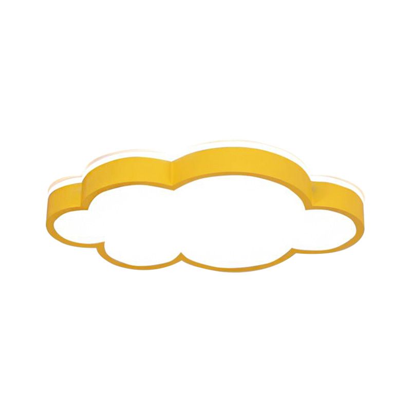 Cloud Shade Bedroom Ceiling Light Acrylic and Metal LED Cartoon Style Flush Pendant Light in Yellow/White